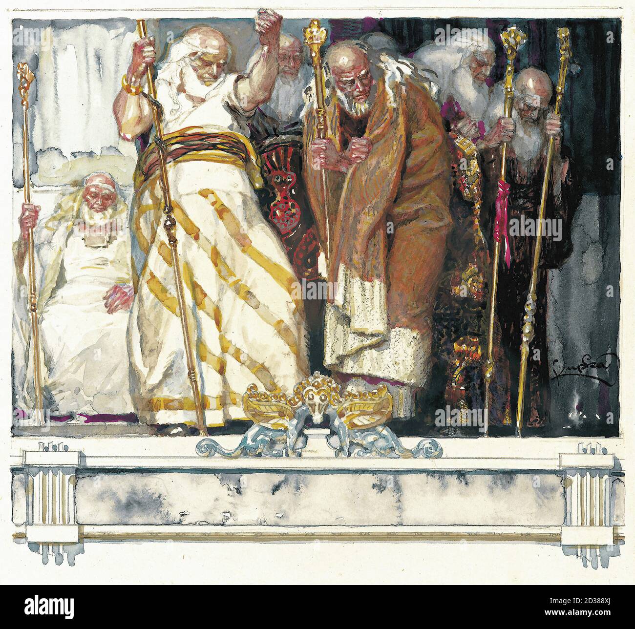 Kupka Frantisek - illustrazioni per 'les Erinnyes' di Leconte De Lisle 10 - Les Veillards - Repubblica Ceca e Slovacchia Scuola - 19 ° secolo Foto Stock