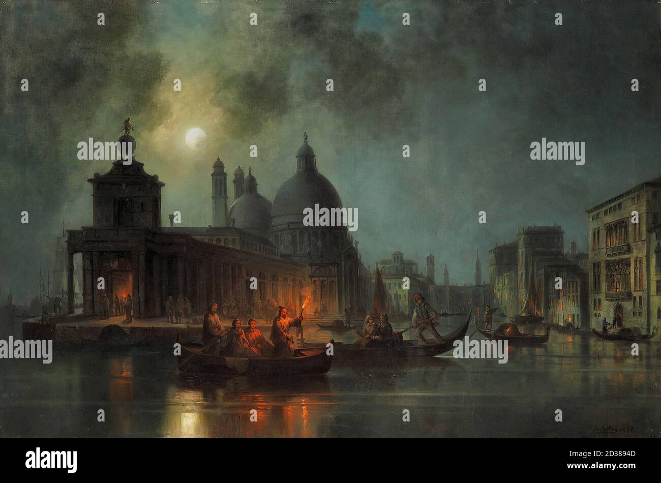 Puttner Josef Carl Berthold - Mondnacht Uber Venedig - Ceco Scuola Repubblica e Slovacchia - 19 ° secolo Foto Stock