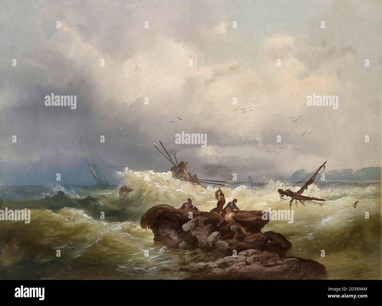 Puttner Josef Carl Berthold - Rettende Felsen bei Stürmischer See - Repubblica Ceca e Slovacchia Scuola - 19 ° secolo Foto Stock