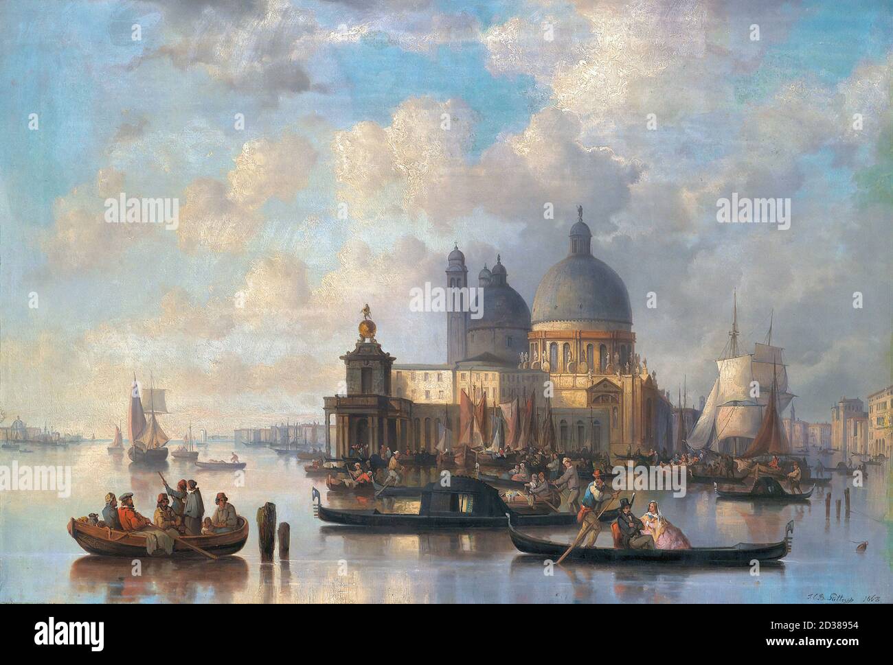 Puttner Josef Carl Berthold - scena veneziana con Santa Maria Della Salute - Scuola Repubblica Ceca e Slovacchia - 19 Secolo Foto Stock