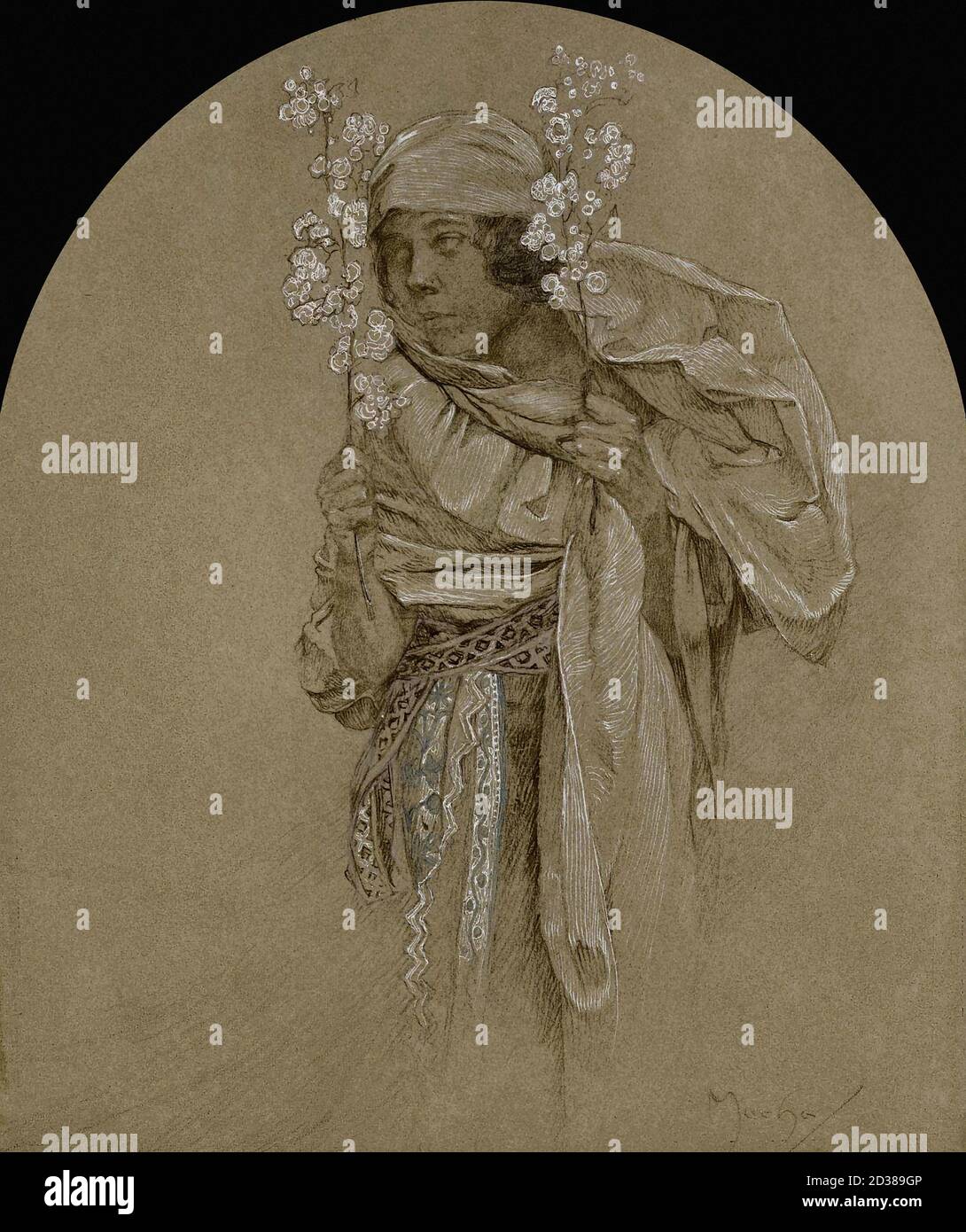 Mucha Alphonse Maria - Allegoria della Primavera 1 - Ceco Scuola Repubblica e Slovacchia - 19 ° secolo Foto Stock