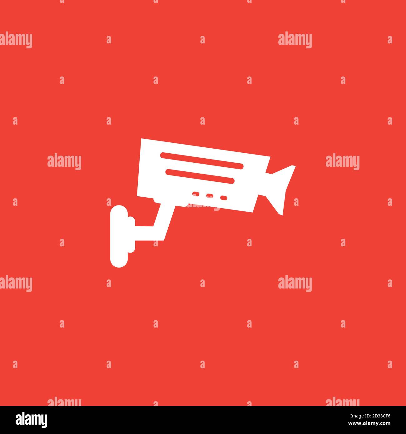 Icona della videocamera di sicurezza su sfondo rosso. Illustrazione di Red Flat Style Vector. Illustrazione Vettoriale