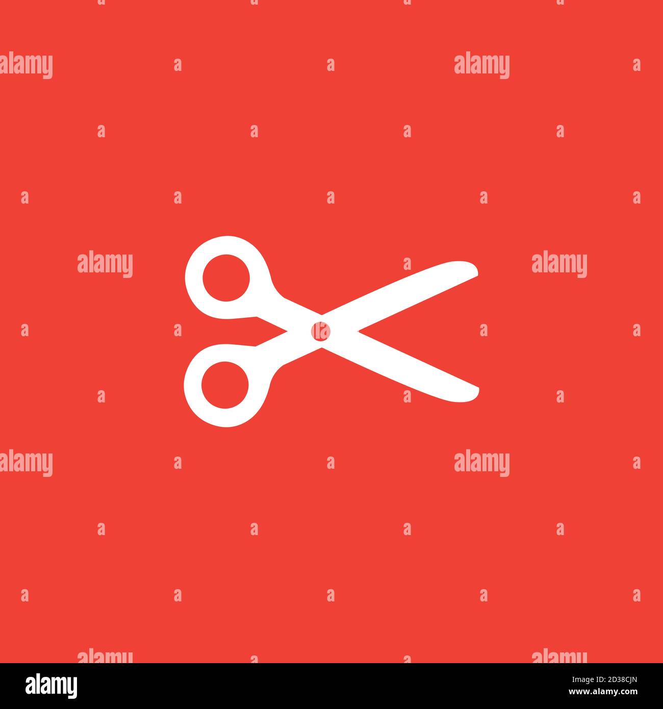 Icona a forbice su sfondo rosso. Illustrazione di Red Flat Style Vector. Illustrazione Vettoriale