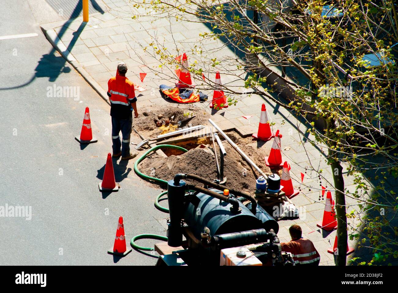 Costruzione di strade in città Foto Stock