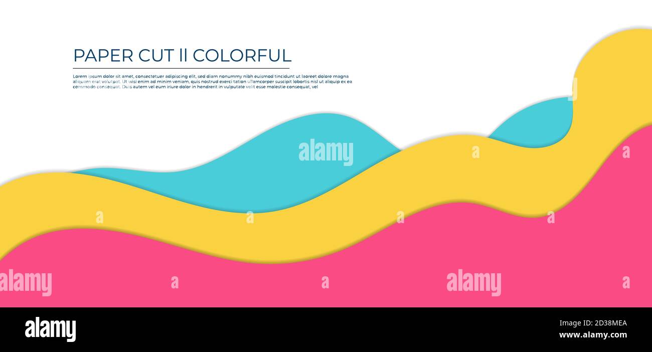 Papercut design a onda fluida colorato con spazio. Illustrazione vettoriale. Illustrazione Vettoriale