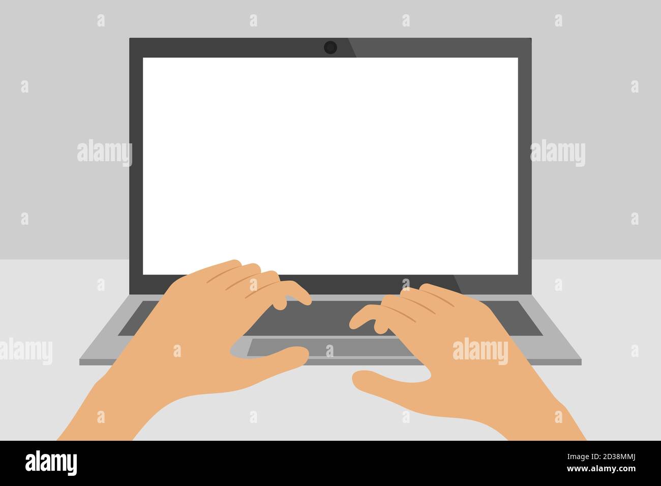 Computer portatile con schermo vuoto e tastiera a mani libere. Illustrazione vettoriale Illustrazione Vettoriale