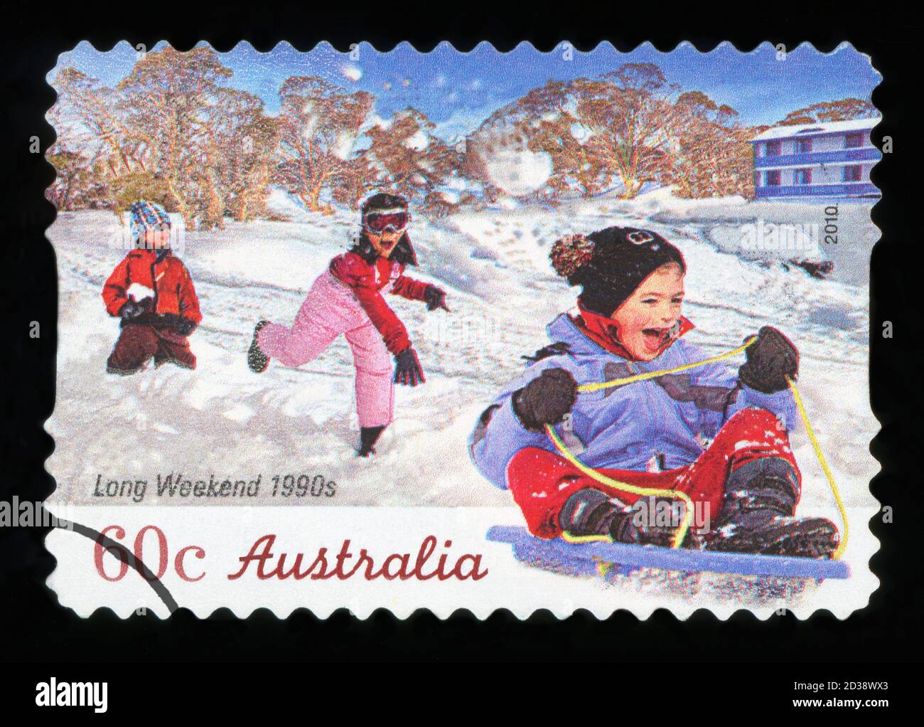 AUSTRALIA - circa 2010: un timbro stampato in australia mostra un lungo weekend degli anni novanta, circa 2010 Foto Stock