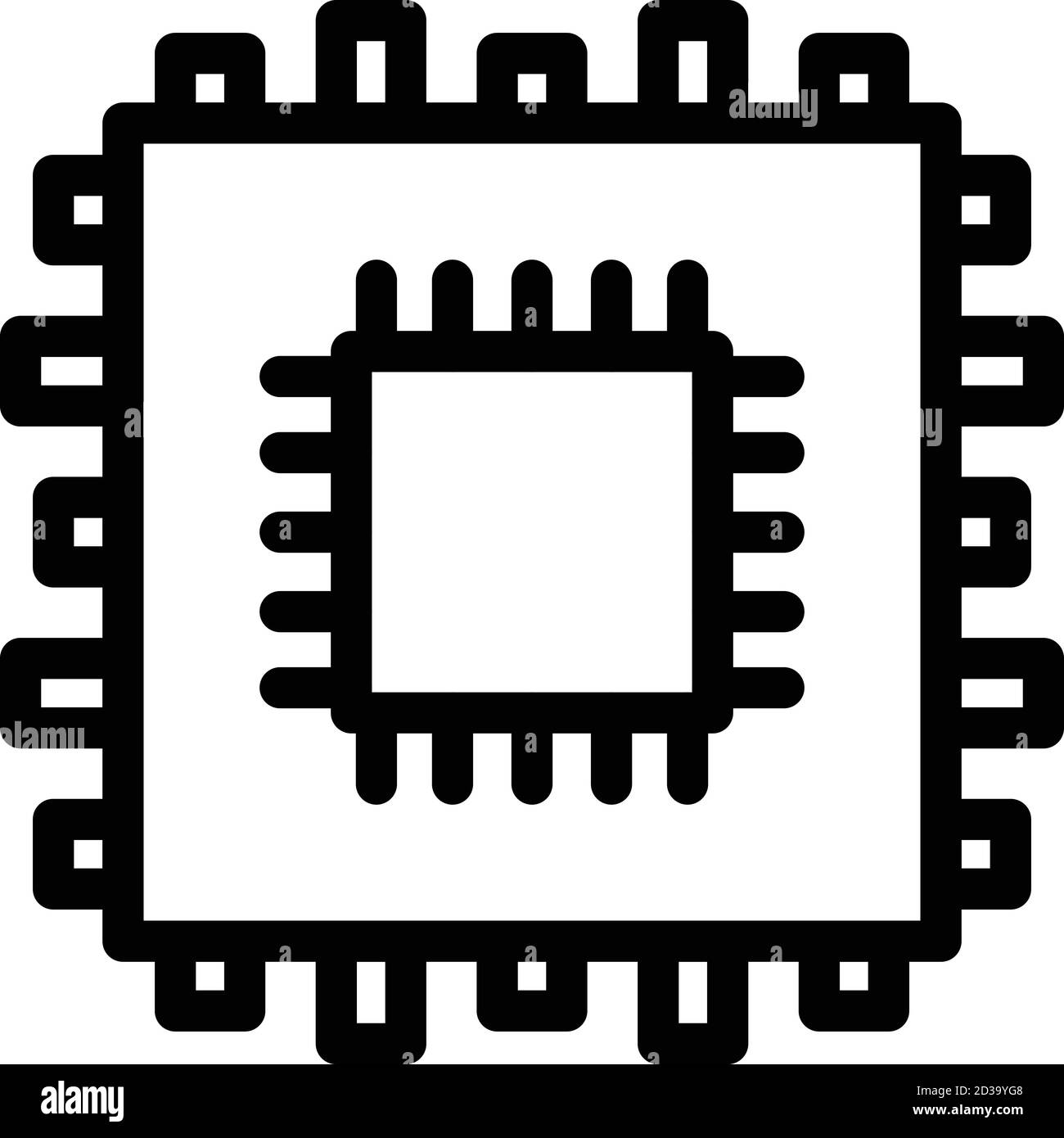 Icona del processore di chip, stile profilo Illustrazione Vettoriale