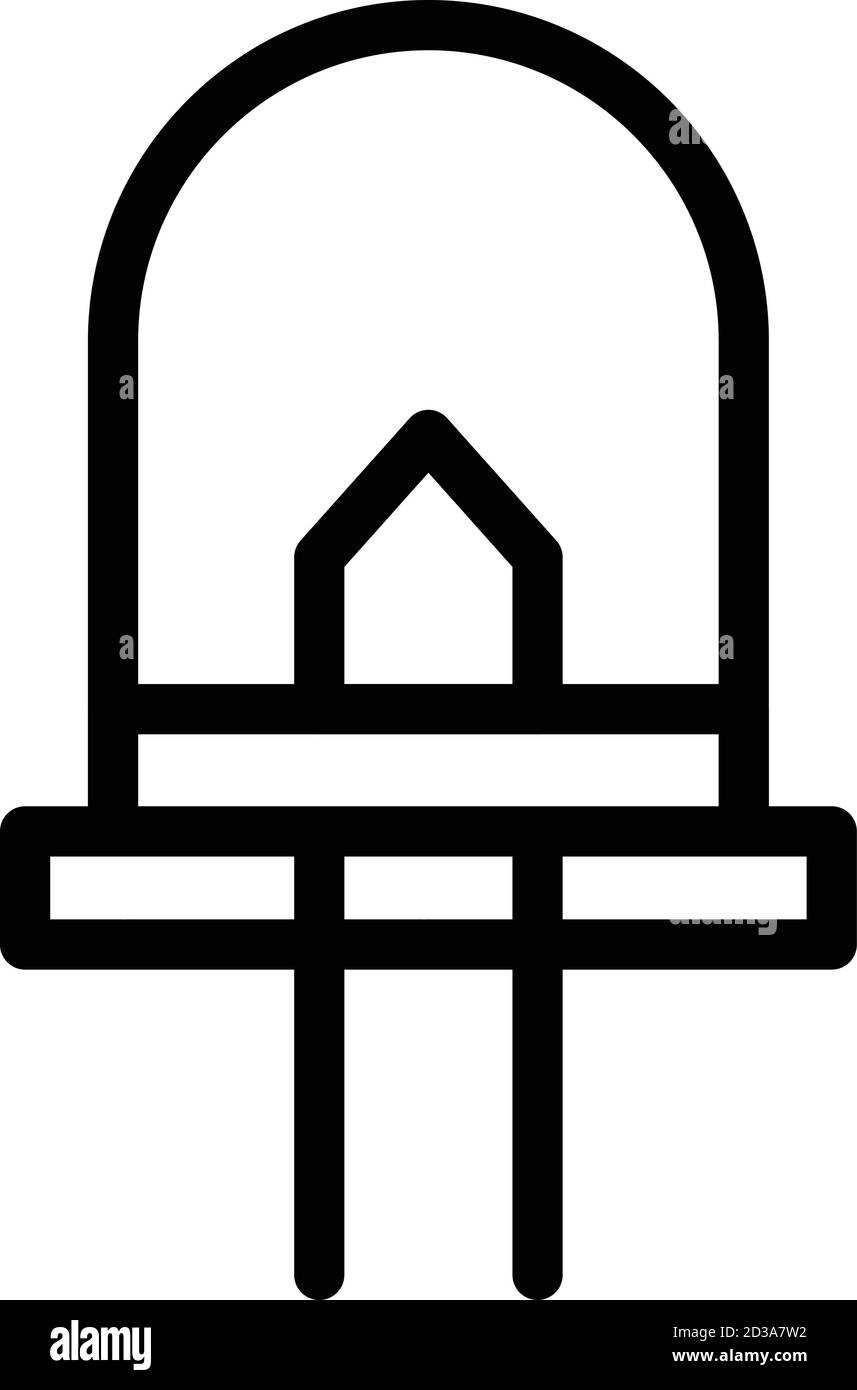 Icona componente diodo, stile contorno Illustrazione Vettoriale