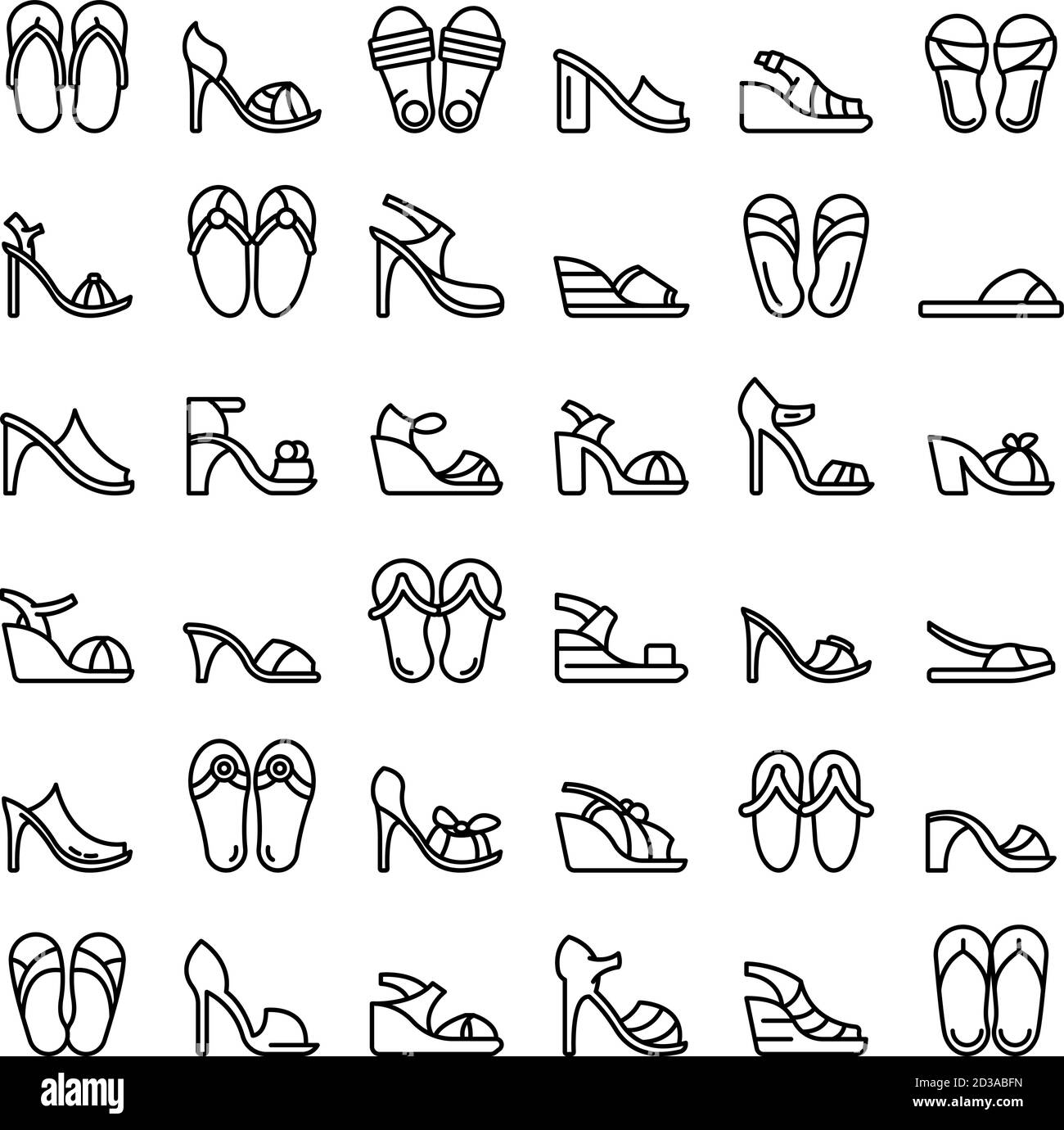 Set di icone sandali, stile contorno Immagine e Vettoriale - Alamy