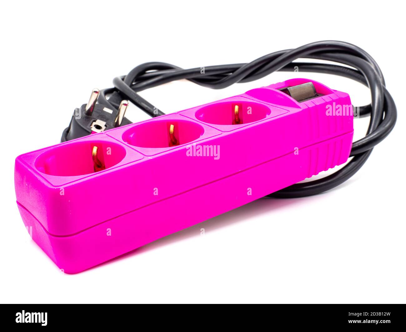 striscia di alimentazione rosa isolata su sfondo bianco Foto Stock