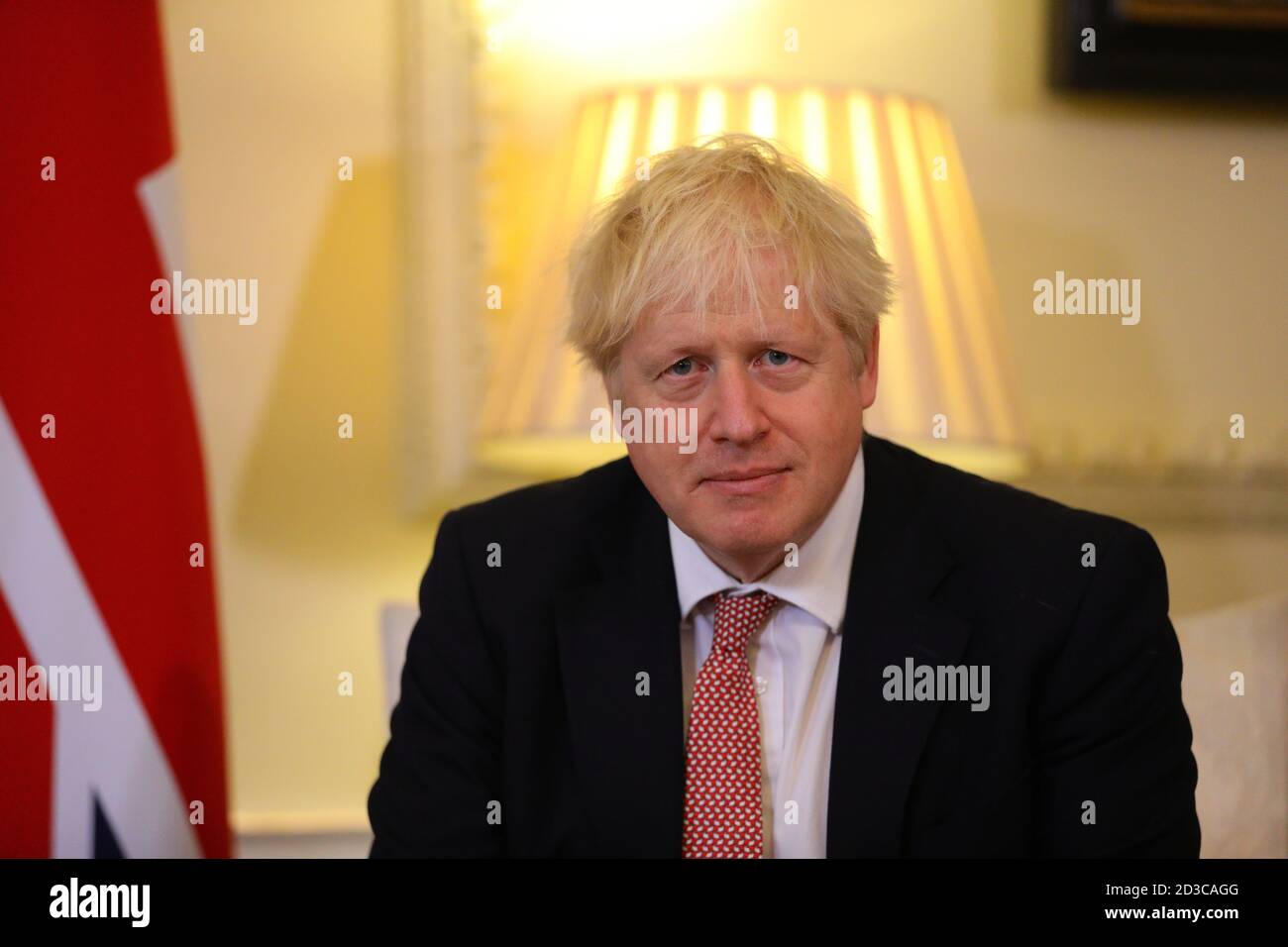 Il primo Ministro Boris Johnson durante un incontro con il Presidente dell'Ucraina, Volodymyr Zelenskyy, a Downing Street , Londra, per firmare un accordo di partenariato strategico con il presidente di fronte al 'comportamento stabilizzante' della Russia nei confronti del paese. Foto Stock