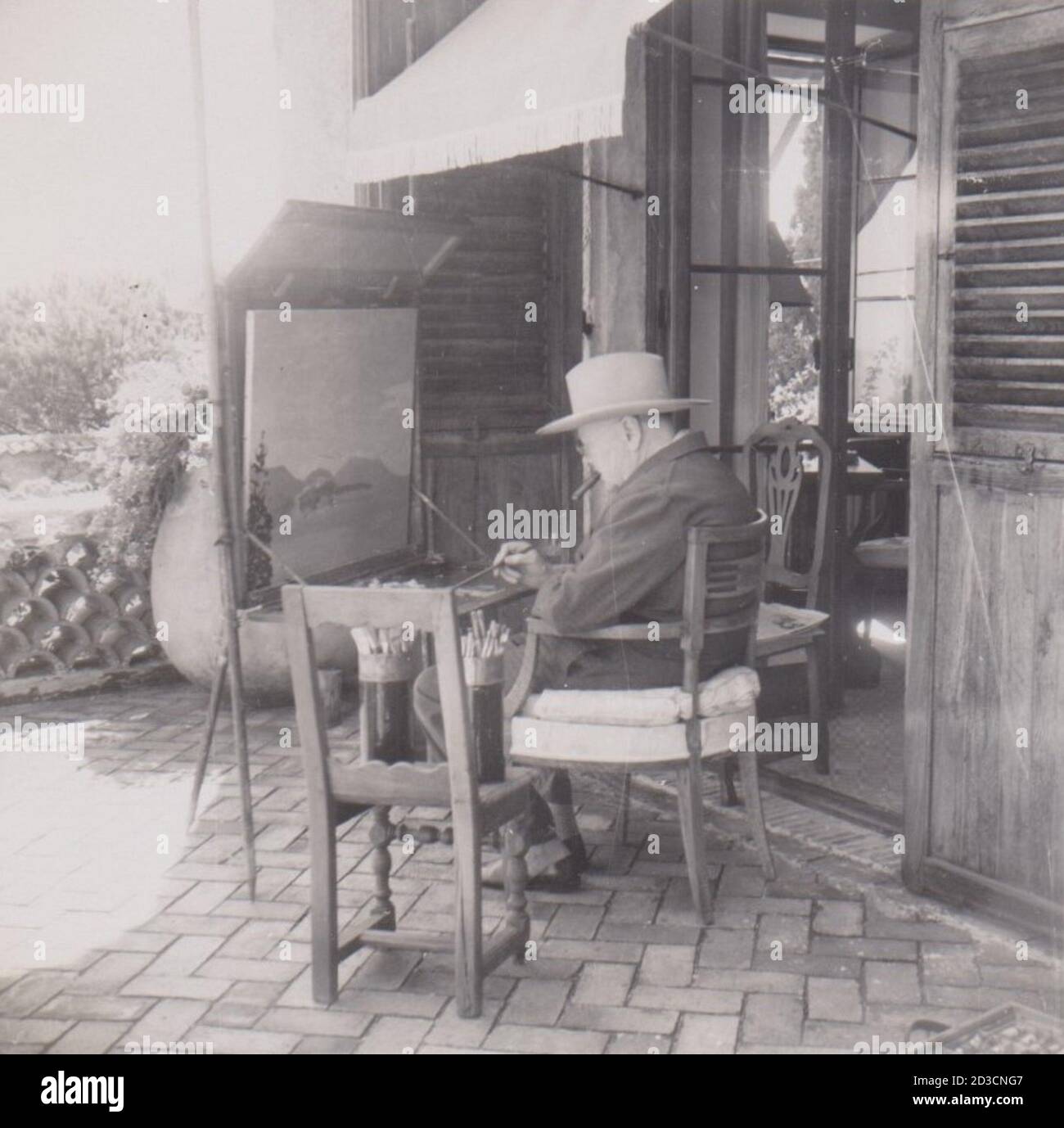 Winston Churchill Pittura nel sud della Francia, 1958 Foto Stock