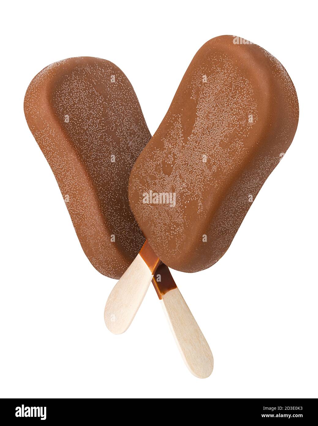 Gelati ricoperti di cioccolato isolato su sfondo bianco, percorso di clipping, tutta la profondità di campo Foto Stock