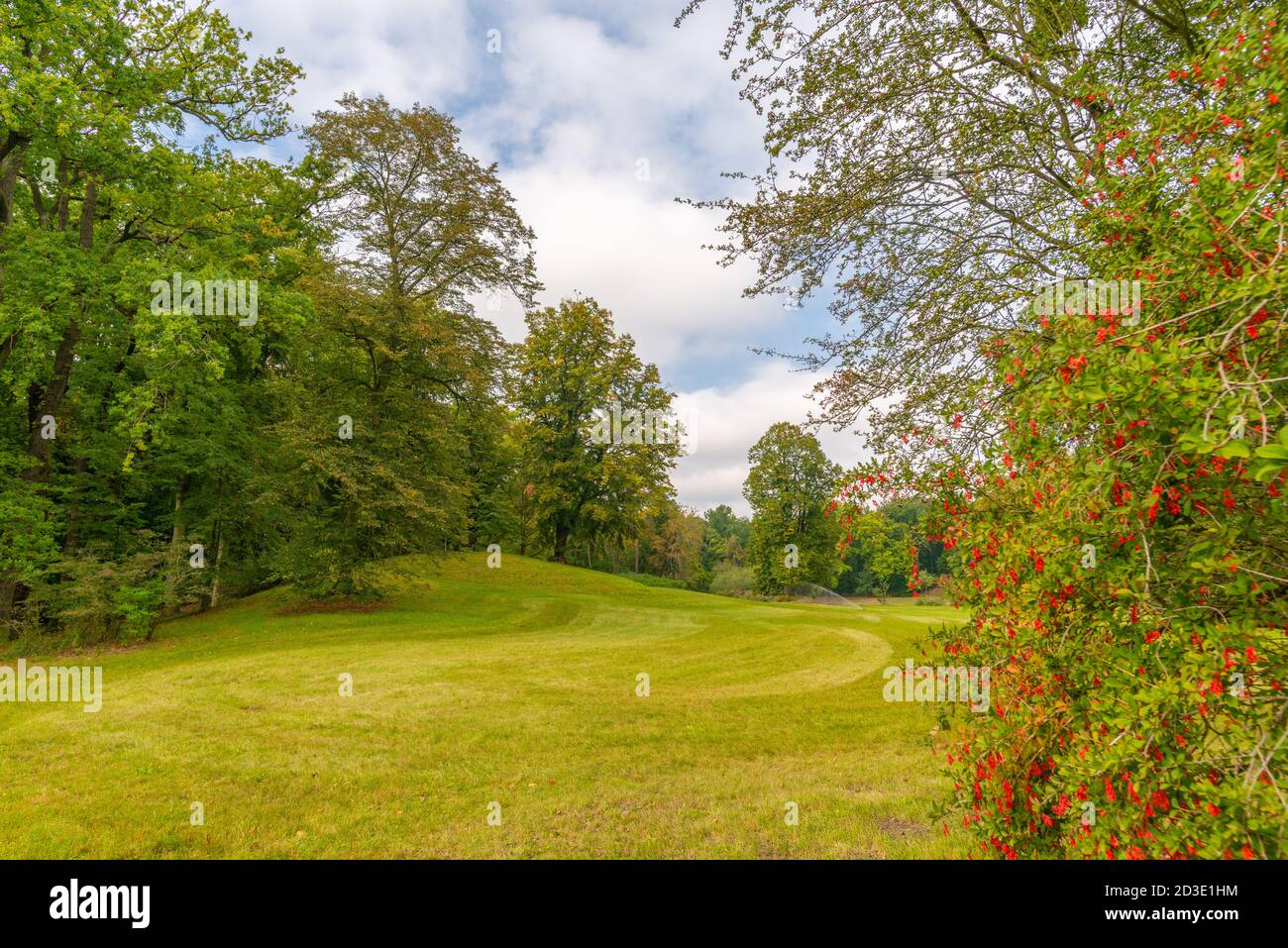 Fürst Pückler Park und Schloss in Branitz, Prince Peuckler, palazzo e parco di campagna, Cottbus, Brandeburgo, Germania orientale, Europa Foto Stock