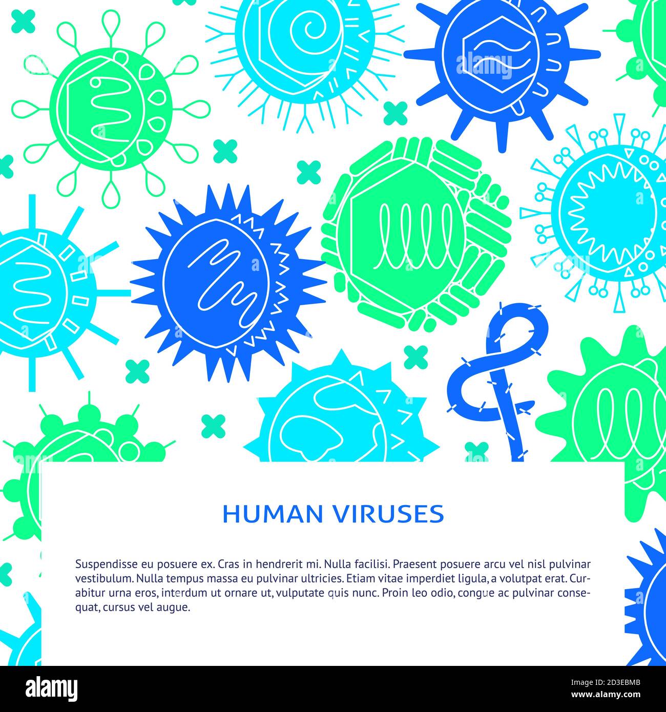 Banner di concetto di virus umani in stile piatto Illustrazione Vettoriale