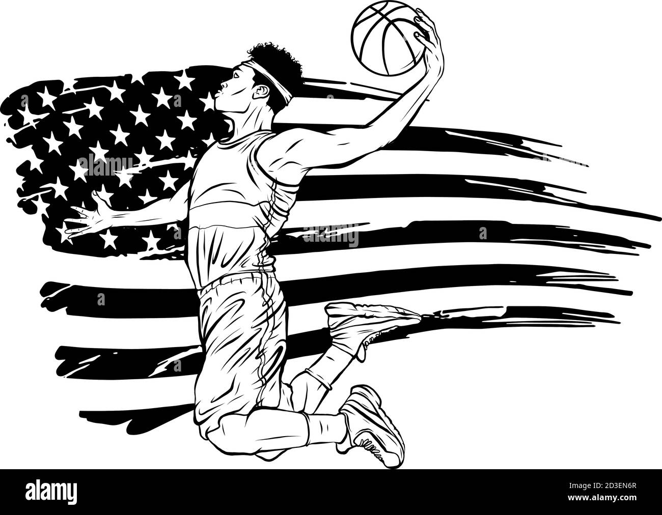 Basket americano giocatore sport vettore illustrazione arte Illustrazione Vettoriale
