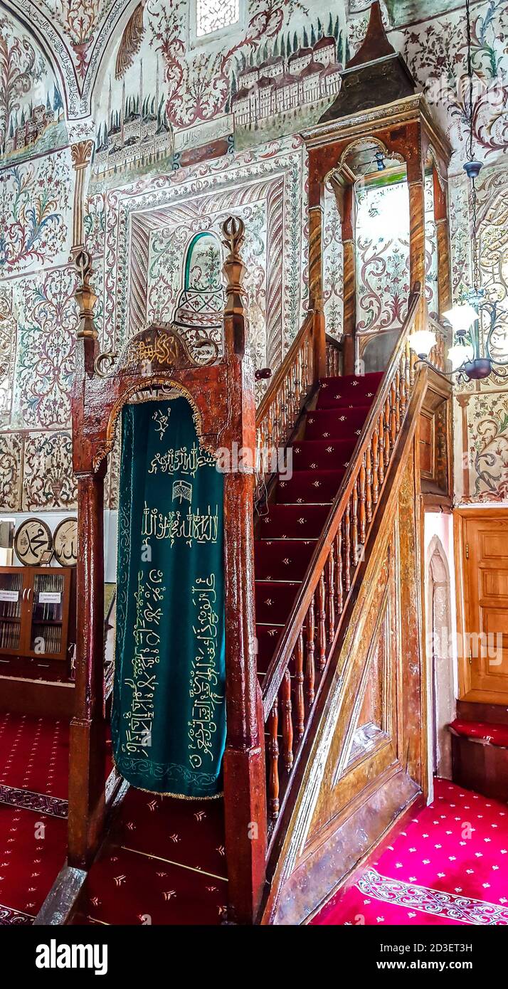 Interno della moschea et'Hem Bey. Tirana, Albania Foto Stock