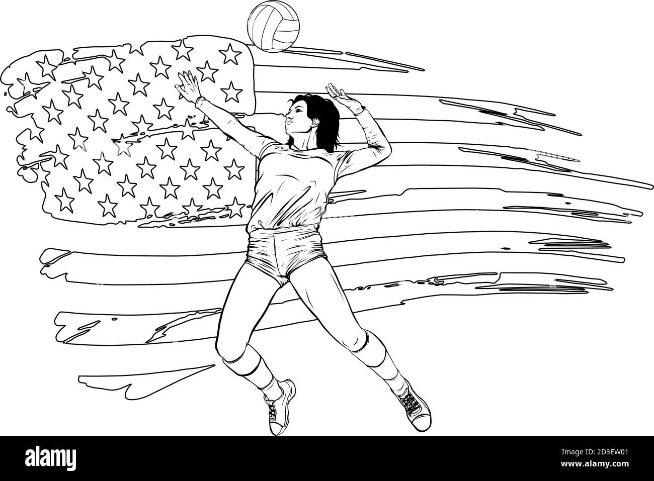 USA. Donne volley in Nations League vettore Illustrazione Vettoriale