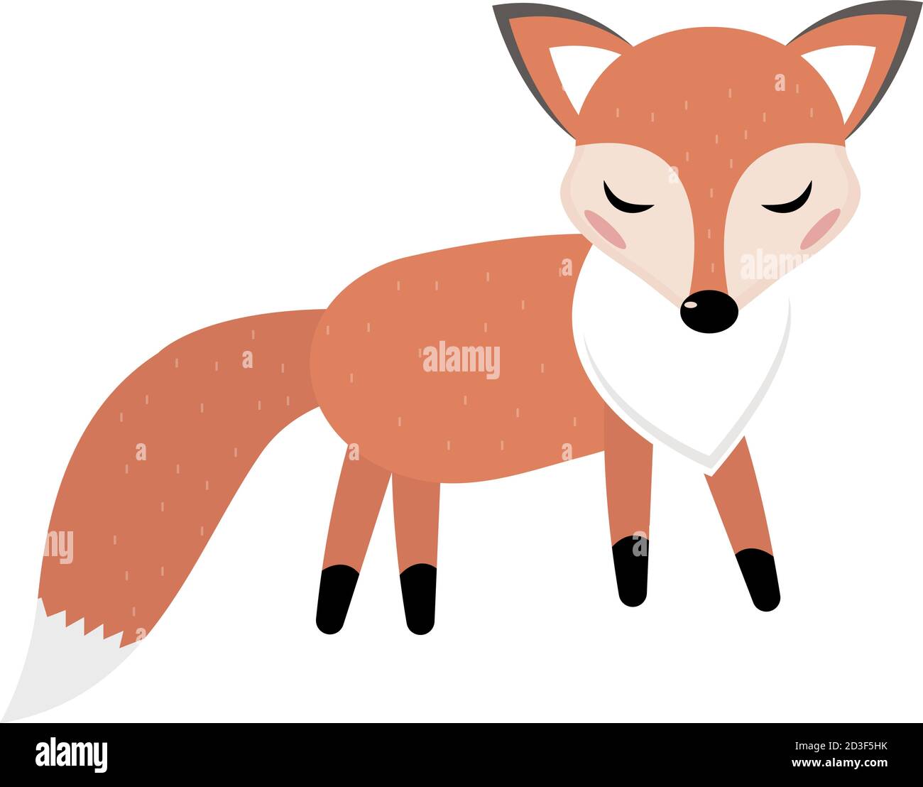 Carino icona volpe piatto, stile cartone animato. Illustrazione vettoriale Illustrazione Vettoriale