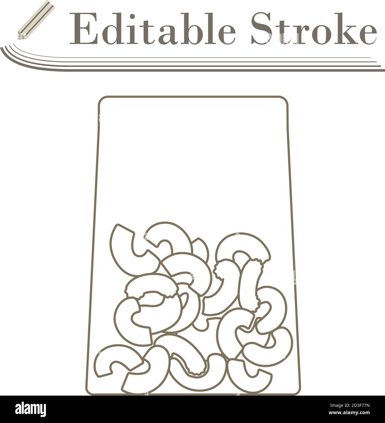 Icona pacchetto maccheroni. Disegno semplice tratto modificabile. Illustrazione vettoriale. Illustrazione Vettoriale