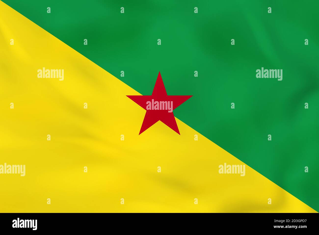 Bandiera della Guiana francese che sventola. Trama di fondo della bandiera nazionale della Guiana francese. Illustrazione vettoriale. Illustrazione Vettoriale