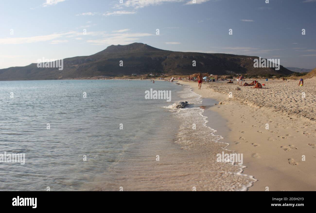 La famosa spiaggia di Simos sull'isola di Elafonisos, Grecia Foto Stock
