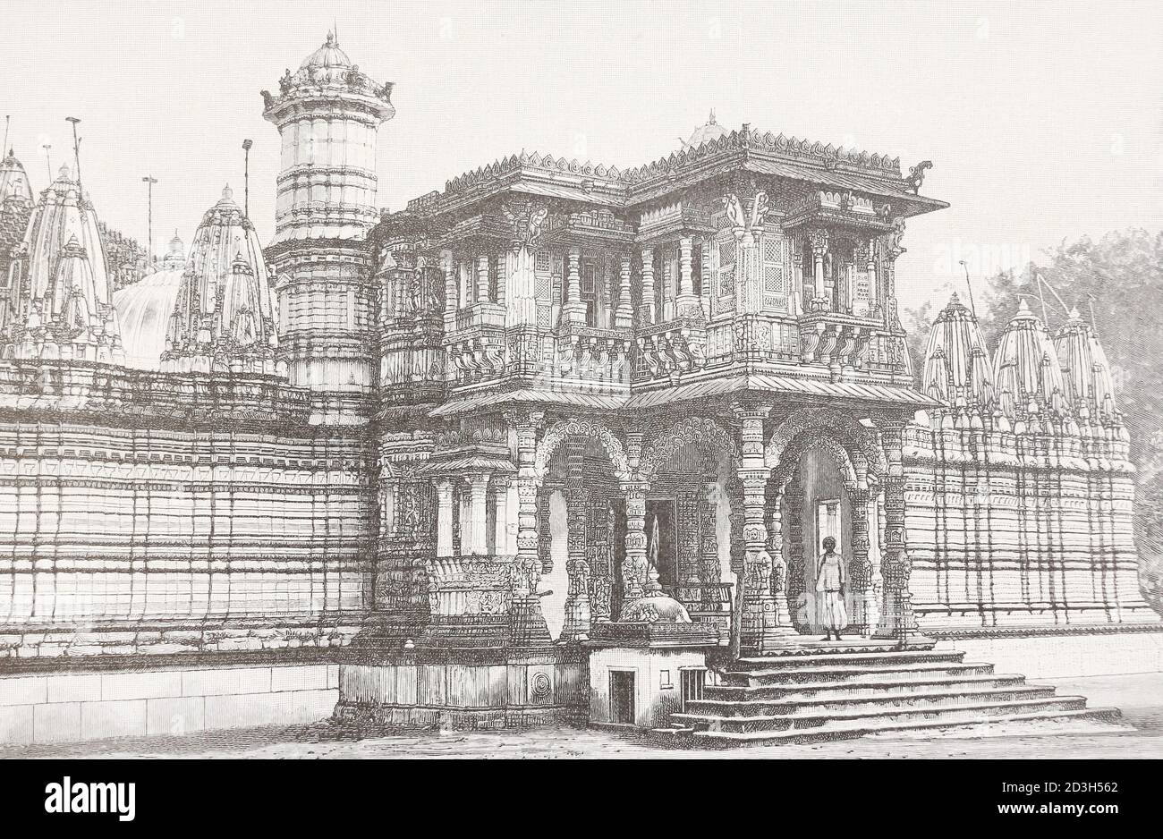 Jain tempio. incisione del xix secolo. Foto Stock