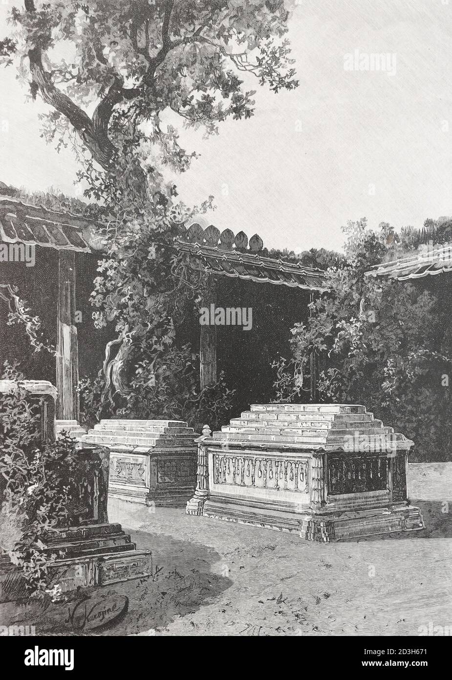 Tombe di Sultana in India. incisione del xix secolo. Foto Stock