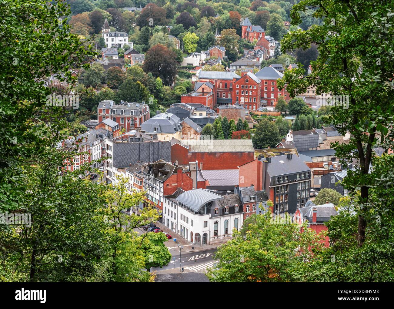 Vista aerea della città di Spa in Belgio. Foto Stock