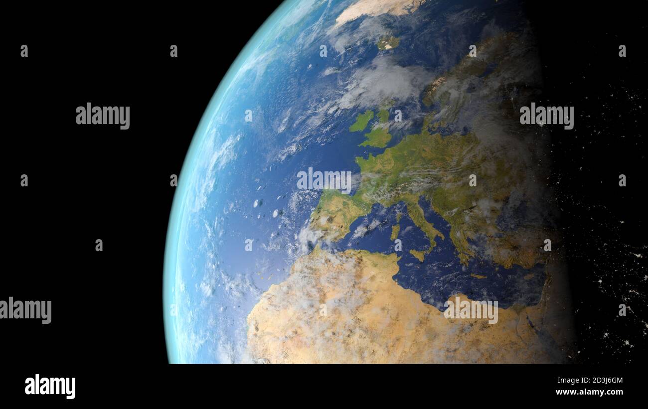 L'Europa vista dal rendering 3D spaziale Foto Stock