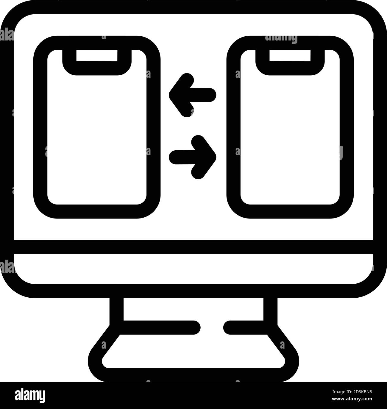 Icona di confronto smartphone, stile profilo Illustrazione Vettoriale