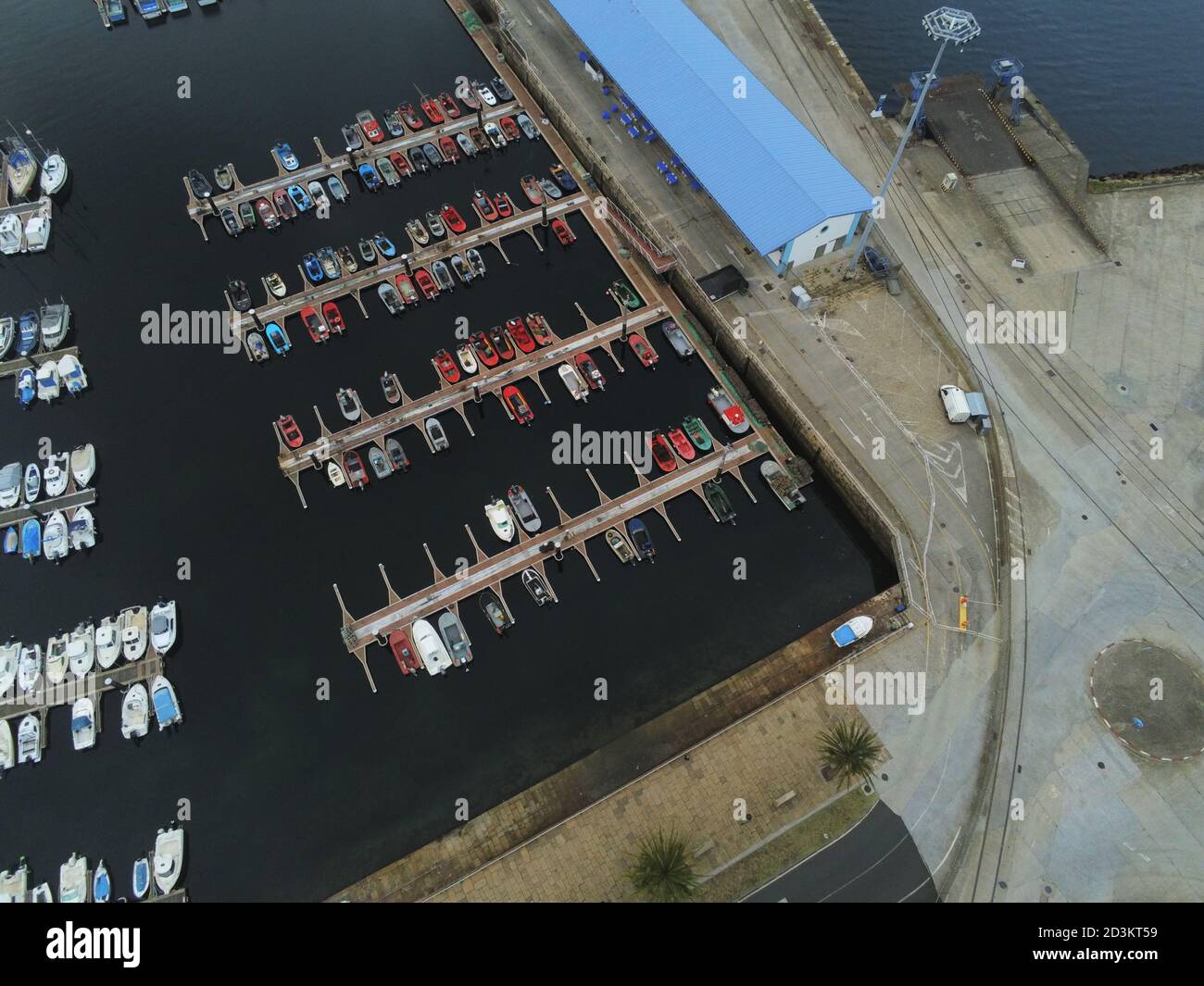 Foto aerea di Porto di Ferrol in Galizia, Spagna Foto Stock