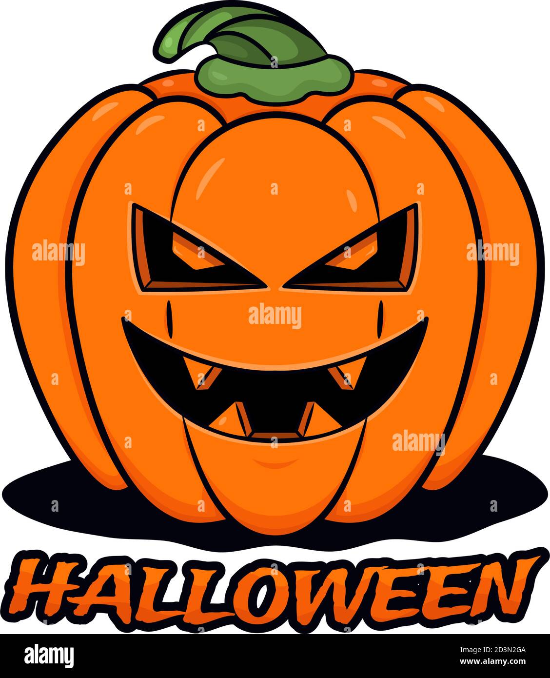 Zucca di Halloween con sinister smiling concept artwork su sfondo bianco Illustrazione Vettoriale