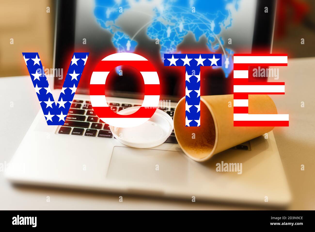 Voto elezione Decisione politica democrazia concetto, la bandiera dell'america, votazione per parola Foto Stock