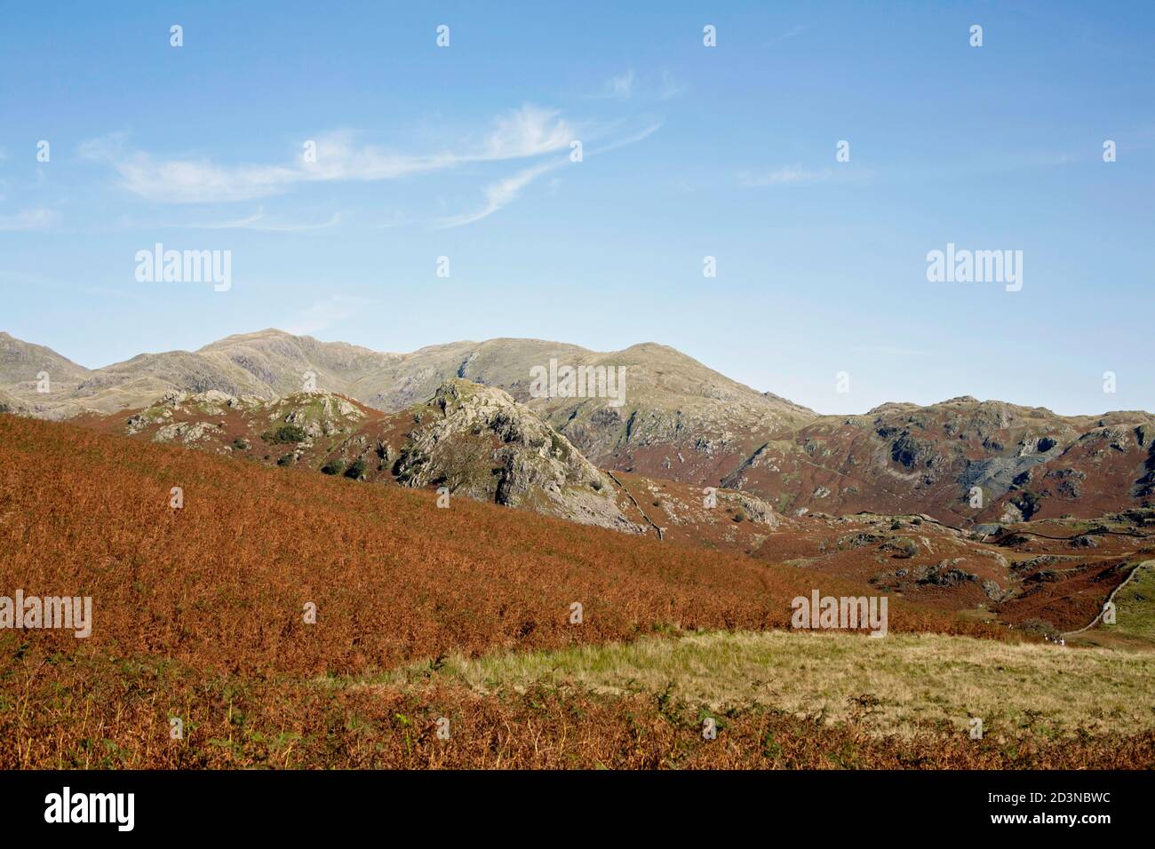 Una vista della campana e sotto Beck Fells il Vecchio uomo di Coniston da vicino Torver Alto Coniston comune Lake District National Park Cumbria England Foto Stock