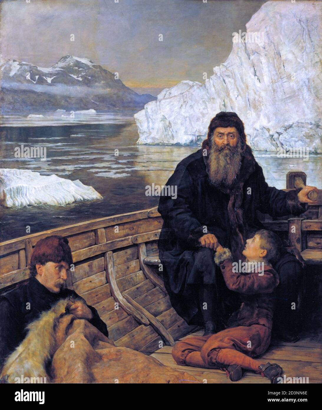 Henry Hudson (1565-1611). The Last Voyage of Henry Hudson di John Collier (1850–1934), olio su tela, 1881. Hudson, un esploratore inglese, è meglio conosciuto per le sue esplorazioni dell'attuale Canada e di parti del nordest degli Stati Uniti Foto Stock