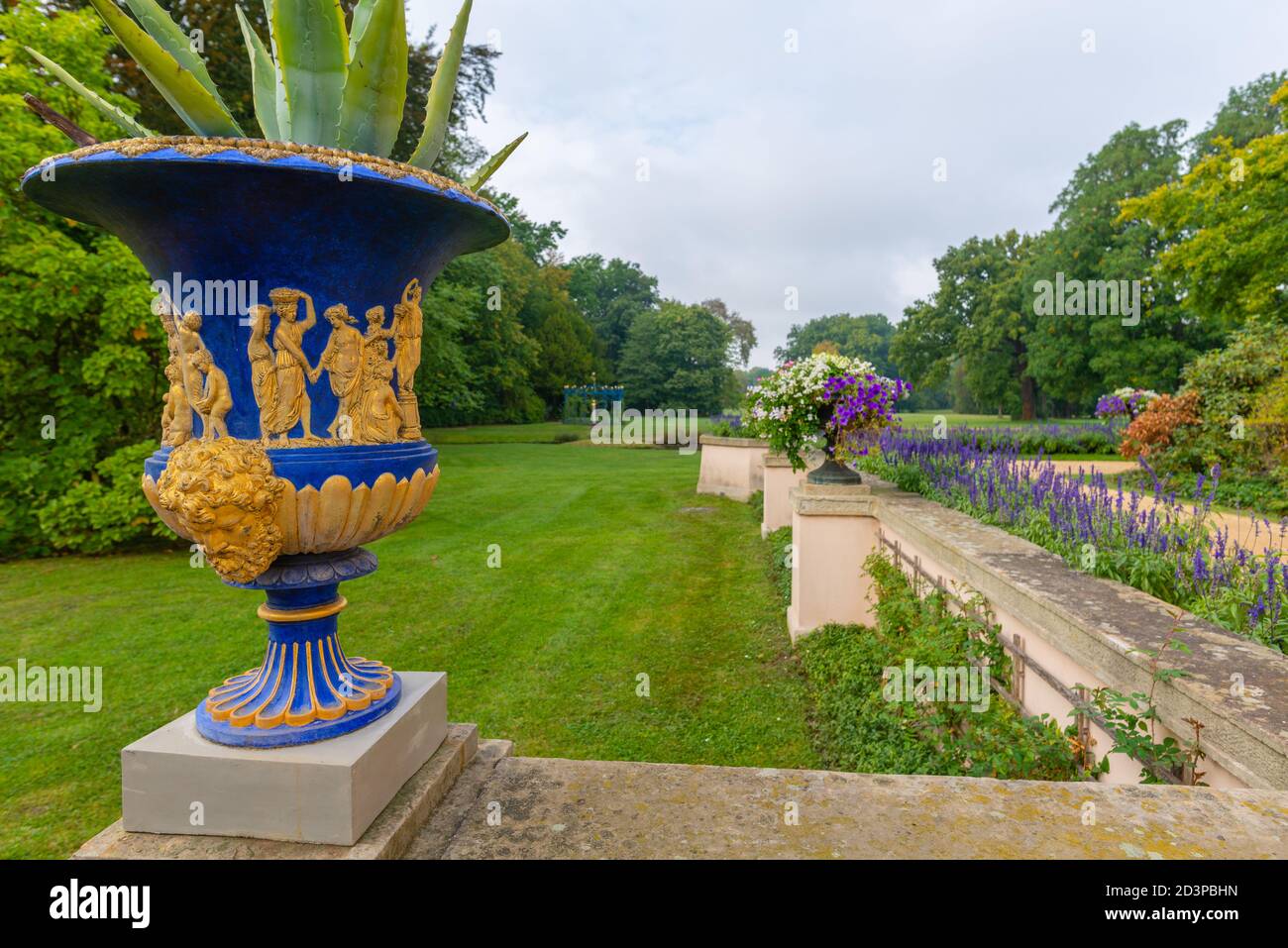 Fürst Pückler Park und Schloss in Branitz, Prince Peuckler, palazzo e parco di campagna, Cottbus, Brandeburgo, Germania orientale, Europa Foto Stock