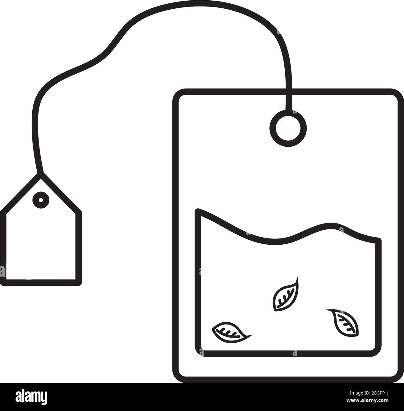 design vettoriale con icone stile linea sacca per infusione tè Illustrazione Vettoriale
