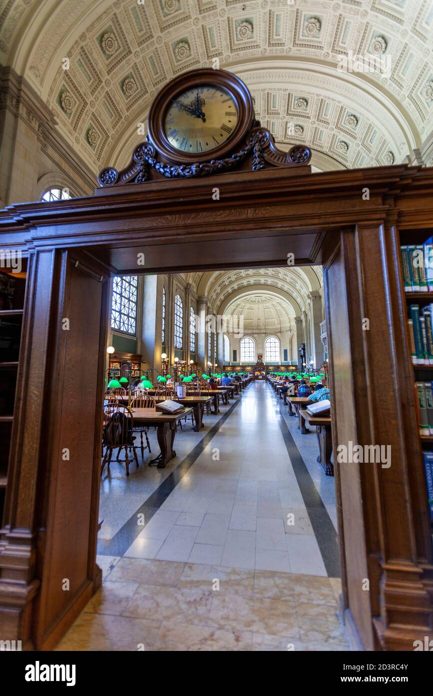 Bates Hall , McKim Building, Copley Square, , Boston Public Library, Boston, Massachusetts, Stati Uniti Foto Stock