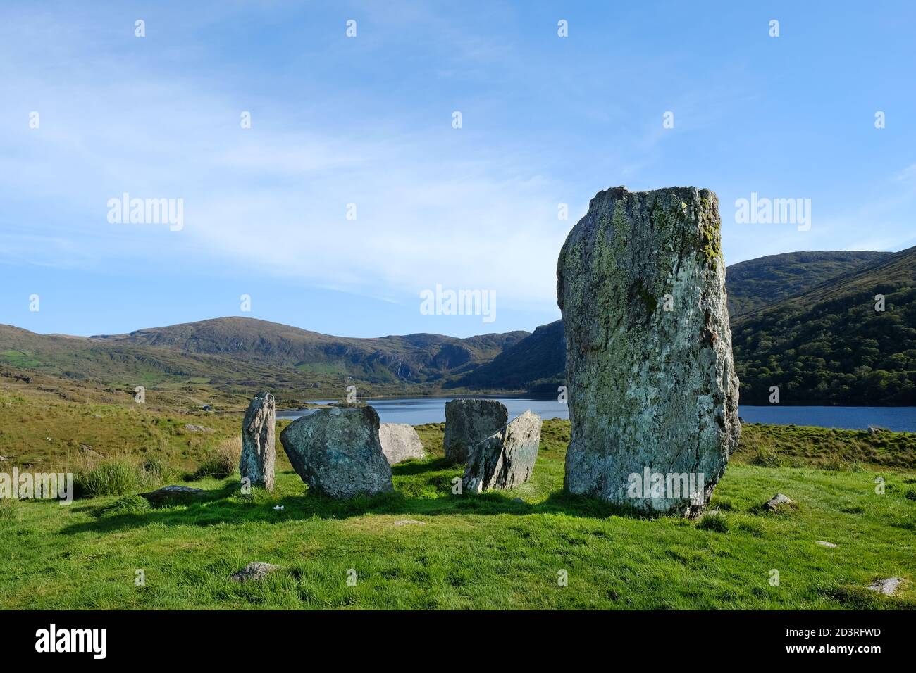 Uragh Stone Circle sulla penisola di Beara, Contea di Kerry, Irlanda - John Gollop Foto Stock