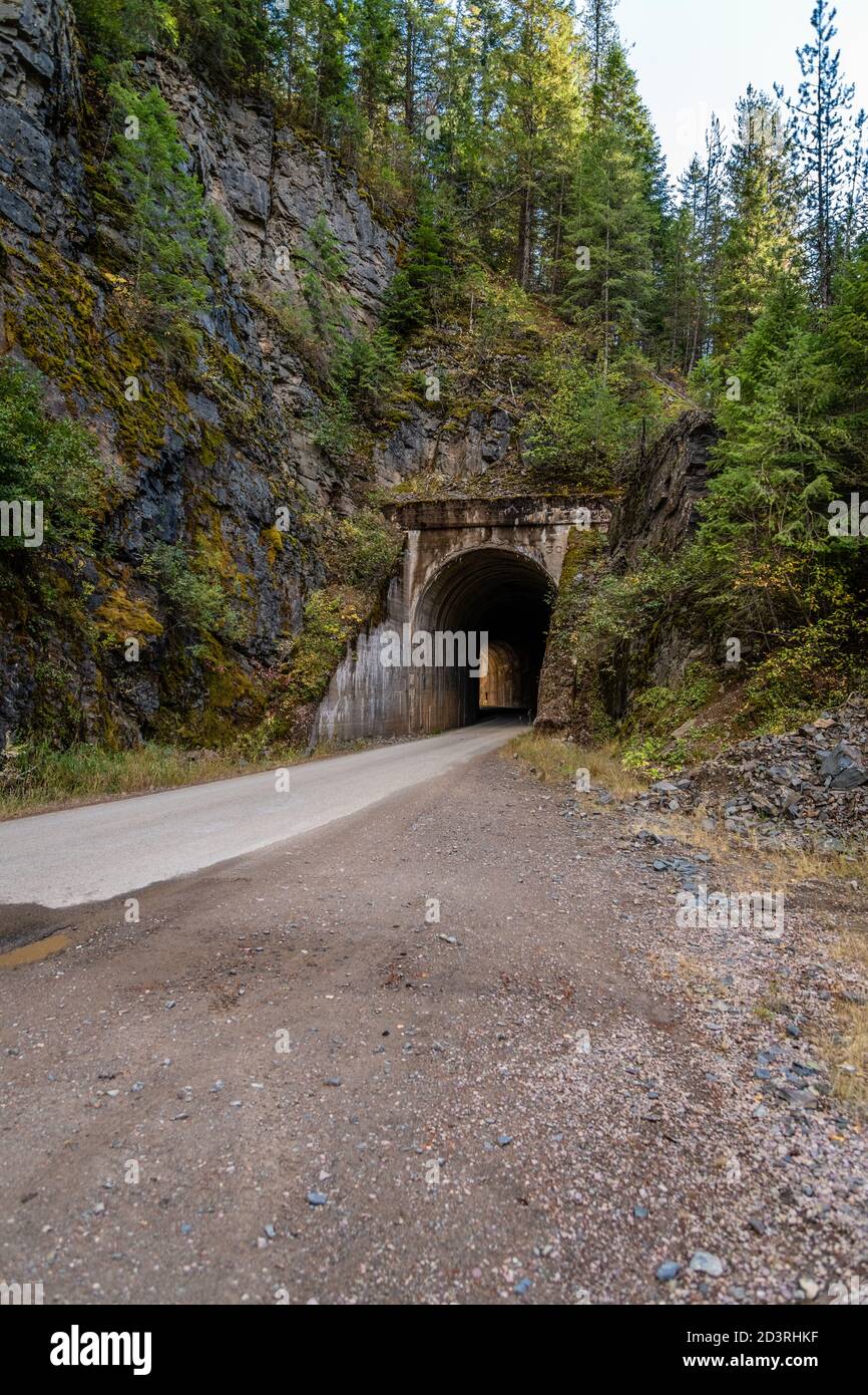 Old Railroad Tunnel sul Moon Pass. Wallace, Idaho. Foto Stock