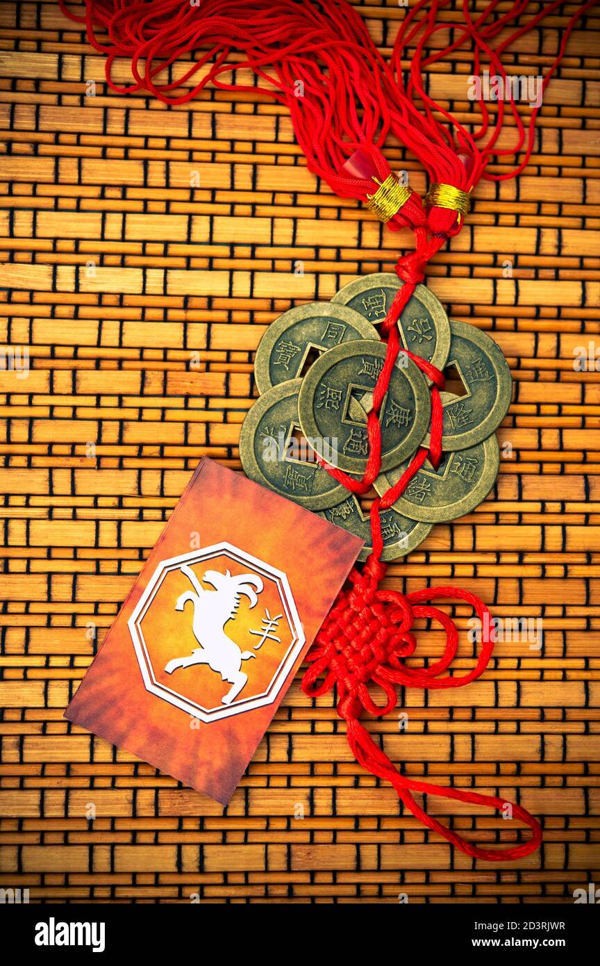 Carta dell'oroscopo cinese segno di Goat Foto Stock