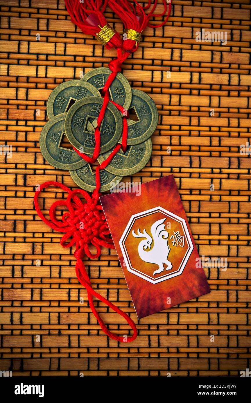 Carta dell'oroscopo cinese segno del Gallo Foto Stock