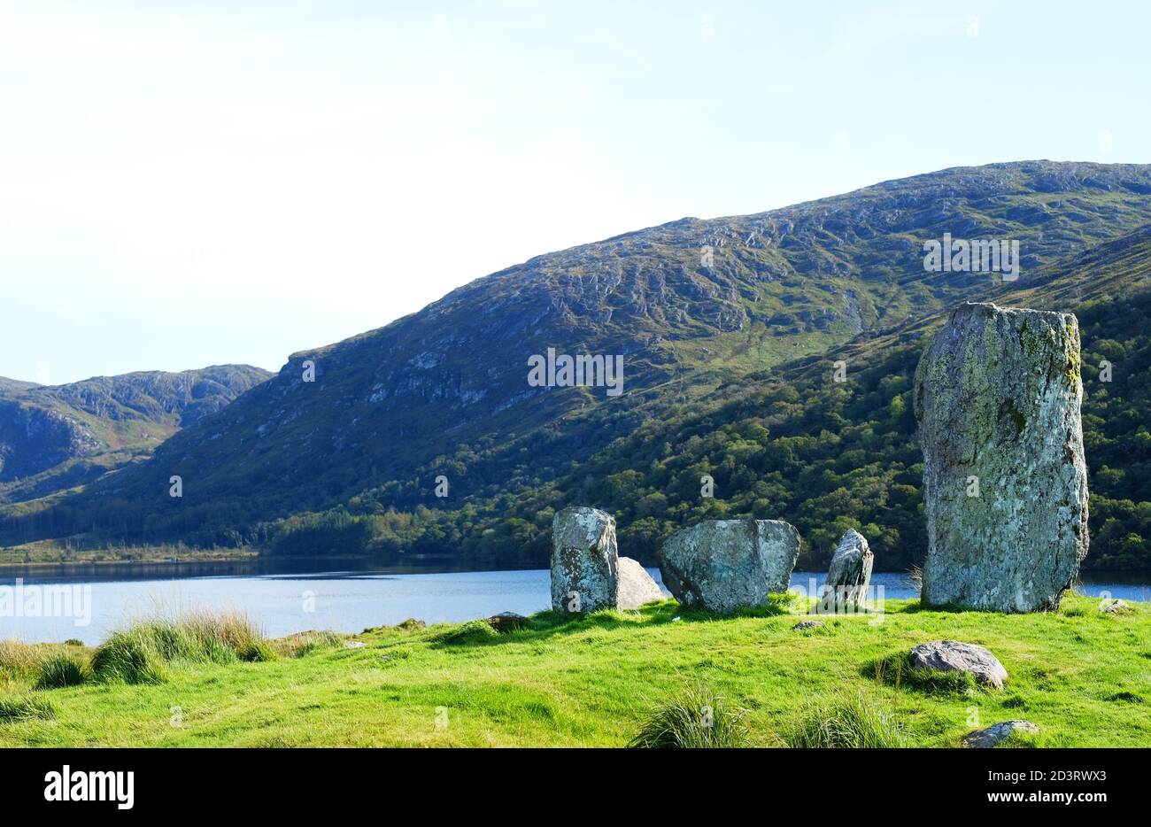 Uragh Stone Circle sulla penisola di Beara, Contea di Kerry, Irlanda - John Gollop Foto Stock