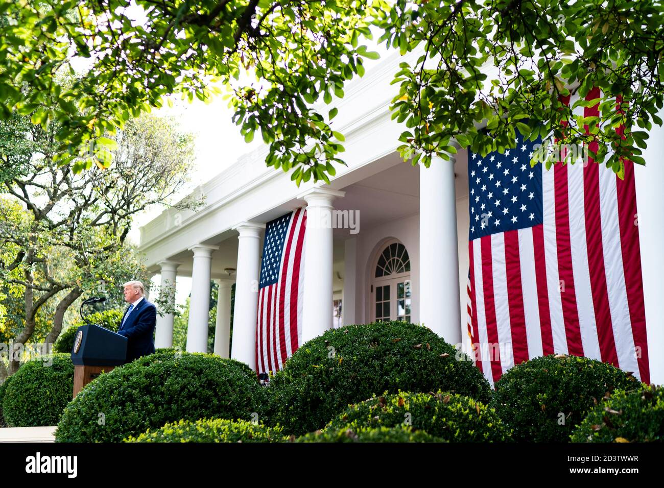 Il presidente degli Stati Uniti Donald Trump durante un aggiornamento sulla COVID-19, strategia di test del coronavirus nel Rose Garden della Casa Bianca 28 settembre 2020 a Washington, DC. Foto Stock