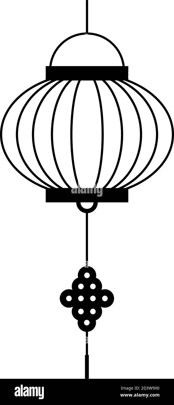 Design della linea di sospensione della lampada cinese, cultura cinese asia e tema orientale illustrazione vettoriale Illustrazione Vettoriale