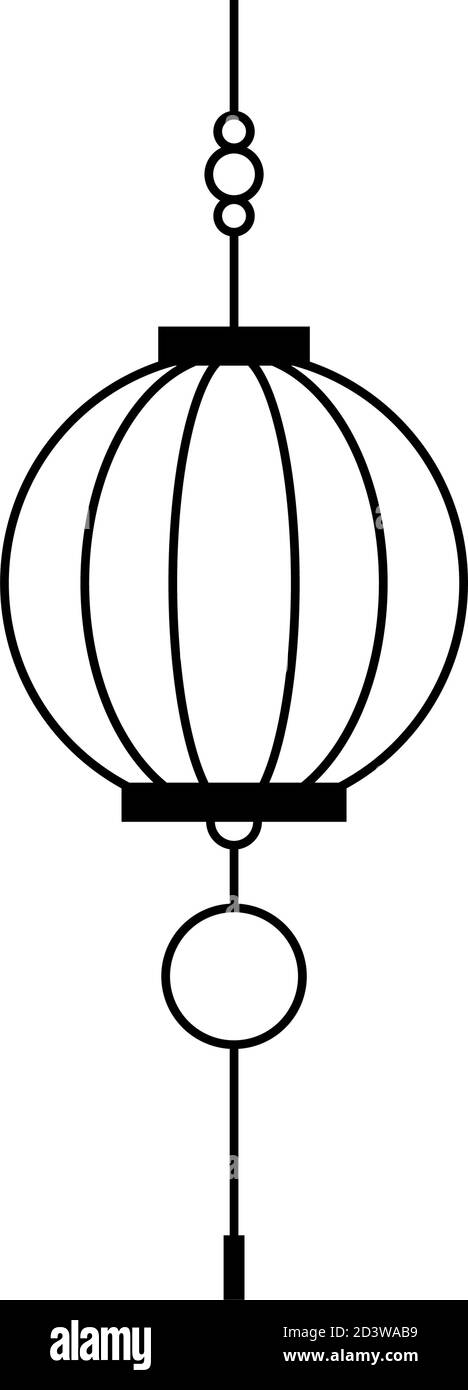 Design della linea di sospensione della lampada cinese, cultura cinese asia e tema orientale illustrazione vettoriale Illustrazione Vettoriale
