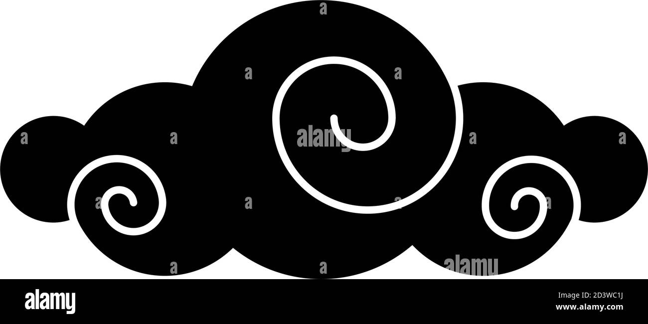 Disegno nero nuvola cinese, cultura cinese asia e tema orientale illustrazione vettoriale Illustrazione Vettoriale