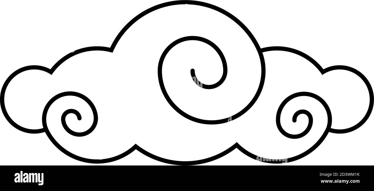 Disegno cinese della linea cloud, cultura cinese asia e tema orientale illustrazione vettoriale Illustrazione Vettoriale